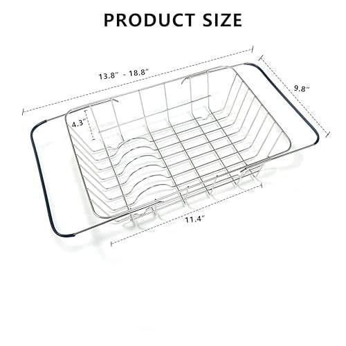 YENXIKU Over The Sink Dish Drainer Drying Rack Expandable Stainless Steel in Sink Dish Drying Rack HighCapacity Rustproof Easy Install with Utensil Holder Dish Racks for Kitchen Counter - Image 3