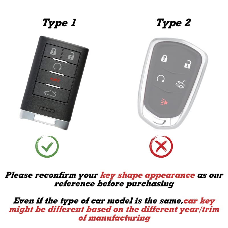 x xotic tech Xotic Tech Black Carbon Fiber Pattern ABS Key Fob Shell Cover, Compatible with Cadillac ATS CTS XTS DTS SRX Escalade Chevrolet C7 Corvette Smart Keyless Entry Key OUC6000066 5923887 22756465 - Image 2