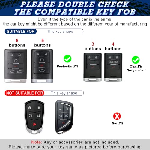 x xotic tech Xotic Tech Black Carbon Fiber Pattern ABS Key Fob Shell Cover, Compatible with Cadillac ATS CTS XTS DTS SRX Escalade Chevrolet C7 Corvette Smart Keyless Entry Key OUC6000066 5923887 22756465 - Image 3
