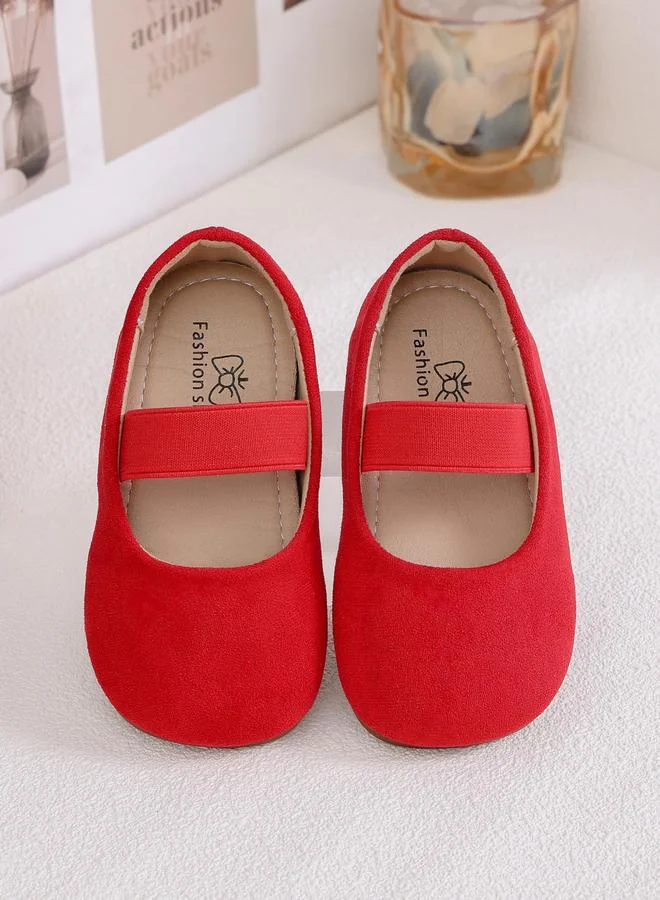 تايك تو حذاء باليرينا بناتي سهل الارتداء شمواه أحمر