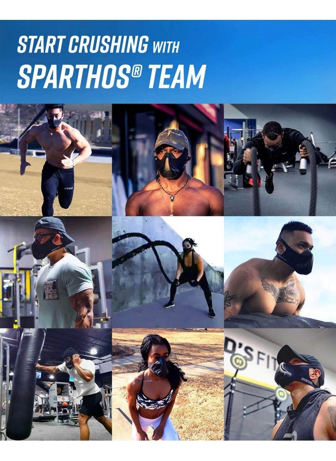 Sparthos - Workout Mask High Altitude Mask Face Mask For Gym Training Work Out Running Cycling Elevation Cardio Fitness Resistance O2 2 3 Lung Breathing Exercise Mask Men Women [Black +Case] - Image 1