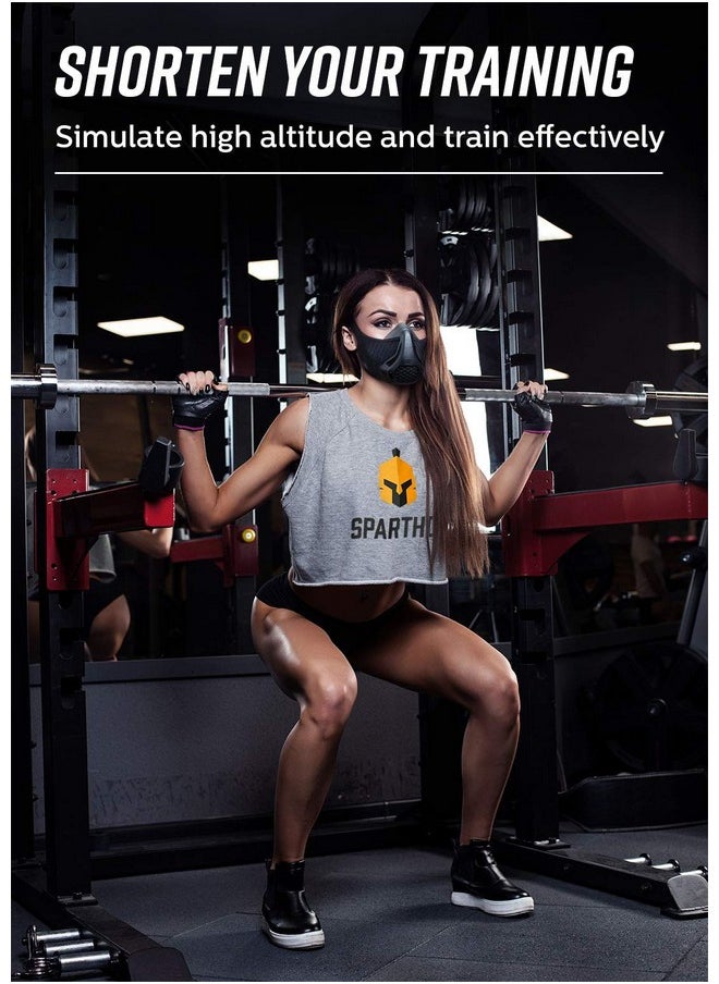 Sparthos - Workout Mask High Altitude Mask Face Mask For Gym Training Work Out Running Cycling Elevation Cardio Fitness Resistance O2 2 3 Lung Breathing Exercise Mask Men Women [Black +Case] - Image 1