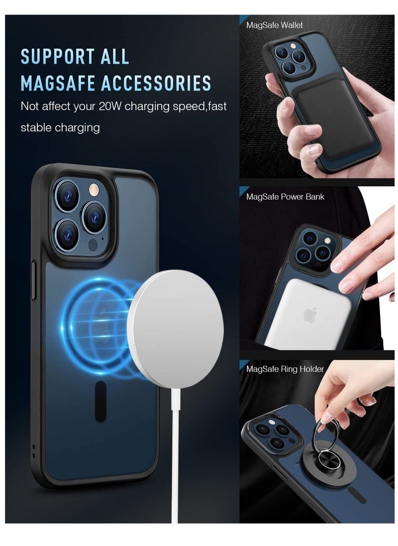Raxoom Magnetic Case for iPhone 13 Pro Case [MIL-Grade Drop d & Compatible with MagSafe] Translucent Matte Back with Aluminum Alloy Keys, Anti-Fingerprint Anti-Scratch 6.1 Inch, Black - Image 3