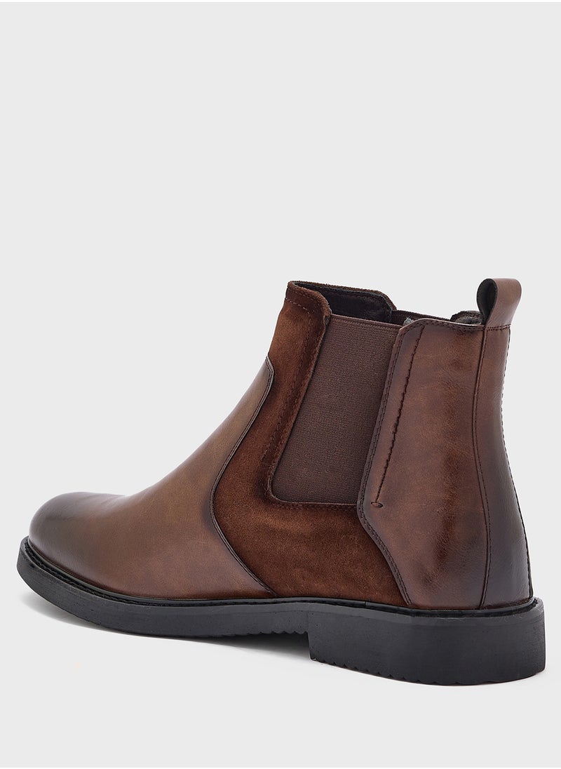 Robert Wood - Faux Suede And Leather Chelsea Boots - Image 1