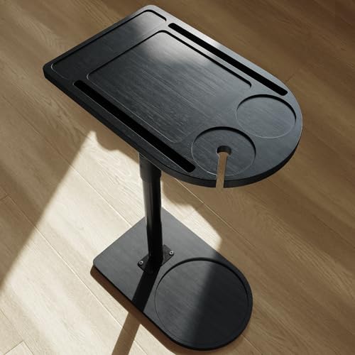 YUHFERA 360 Rotatable Sofa Tray Table for Couch Arm Height Adjustable End Table for Bed or Chair with Phone Tablet Slots TV Tray Table Side Table Tray for Small SpacesBlackArc