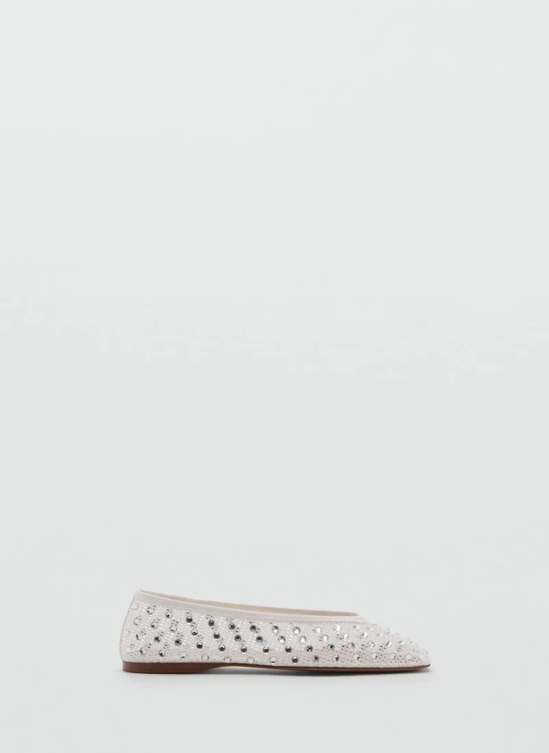 مانجو Mesh Shoe With Rhinestone Detail