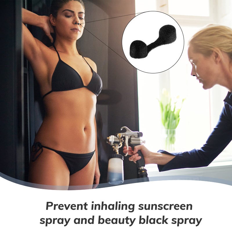 Tondiamo 100 Pieces Nose Plug Filter Disposable Nose Filter Sponge for Women Men Sunless Spray Tanning Outdoor Dust Construction Areas(Black) - Image 3