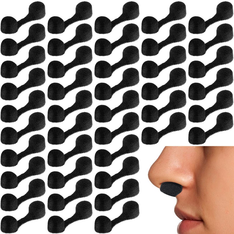 Tondiamo 100 Pieces Nose Plug Filter Disposable Nose Filter Sponge for Women Men Sunless Spray Tanning Outdoor Dust Construction Areas(Black) - Image 1