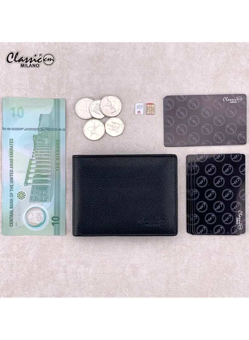 Classic Milano Black (GTF-04-EM) Classic Milano Men’s Wallet – Slim Bifold Leather Wallet for Men with RFID Blocking, Multiple Card Slots & Middle Zip – Stylish Mens Purse Wallets Gift for Husband, Father for Men | Best Price UAE