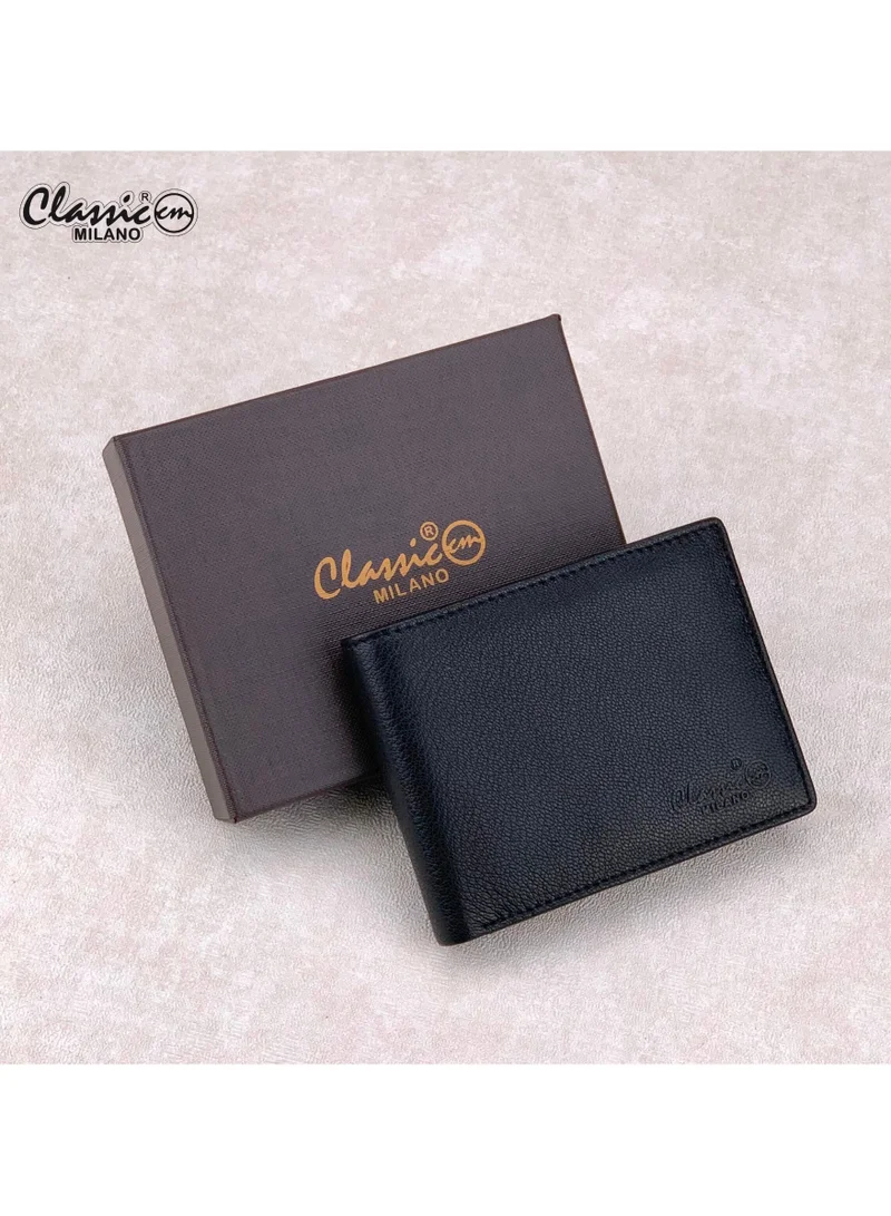 Classic Milano Black (GTF-04-EM) Classic Milano Men’s Wallet – Slim Bifold Leather Wallet for Men with RFID Blocking, Multiple Card Slots & Middle Zip – Stylish Mens Purse Wallets Gift for Husband, Father for Men | Best Price UAE