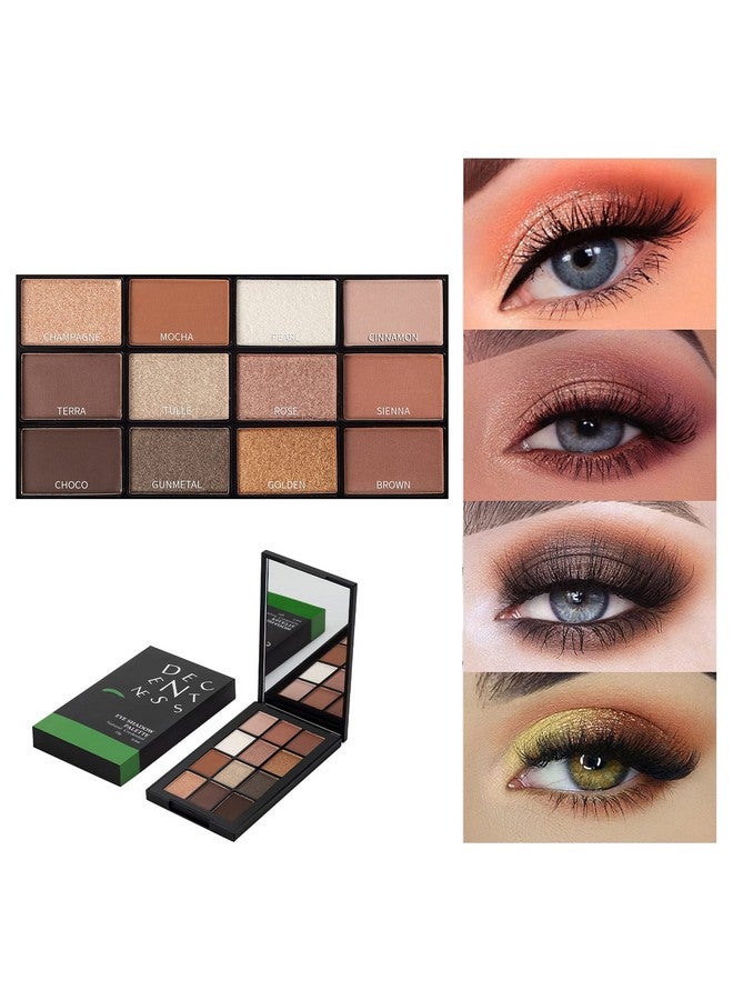 DECENTNESS 12 Colors Eyeshadow Palette Makeup Shades Nude Matte Shimmer Glitter Pigment Pro Long Lasting&Waterproof Highlighting Makeup Paletteideal Gift(Natural Credential) - Image 3