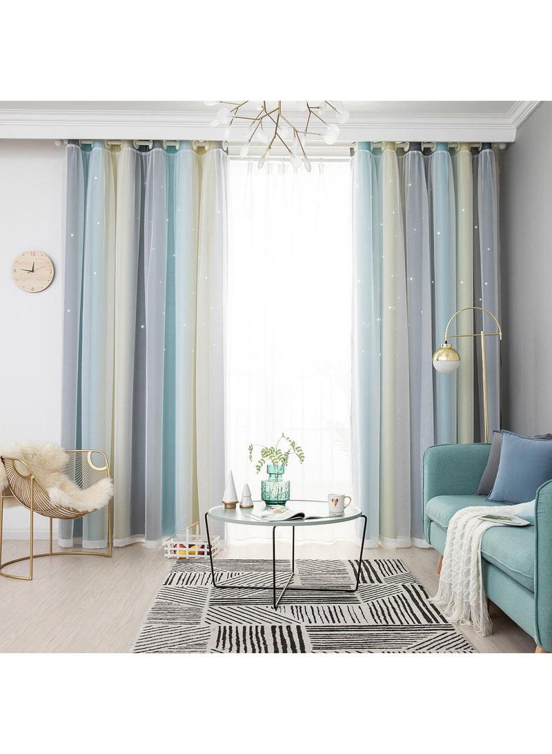 general 2-Piece Hollow Out Stars Blackout Outdoor Curtains - Image 3