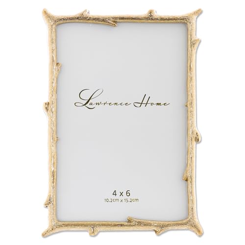 Lawrence Frames 4x6 Gold Metal Natural Branch Design Picture Frame - Image 1