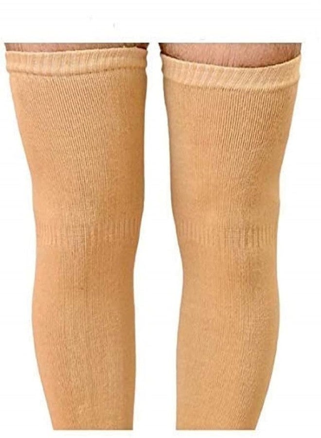 Krystle Knee Warmers Woolen Knee Cap knee jacket For Men Elastic Support Fully Stretchable (Beige) - 1 Pair