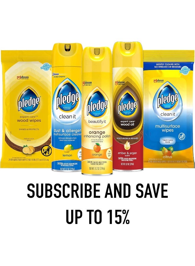 Pledge Multi-Surface Furniture Polish Wipes, Works on Wood, Granite, and Leather, Cleans and Protects, Lemon (24 Total Wipes) - Image 2