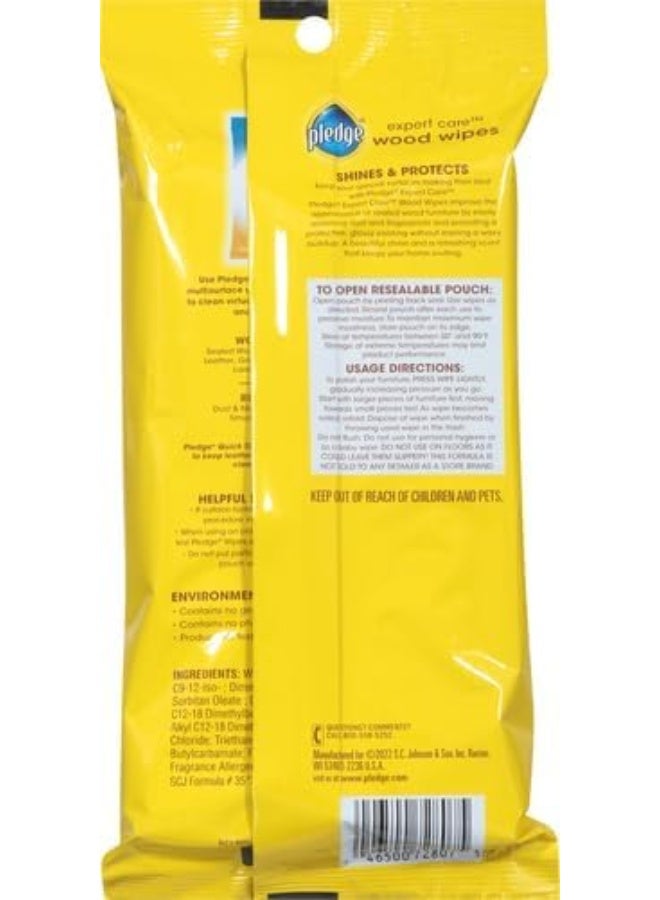 Pledge Multi-Surface Furniture Polish Wipes, Works on Wood, Granite, and Leather, Cleans and Protects, Lemon (24 Total Wipes) - Image 3