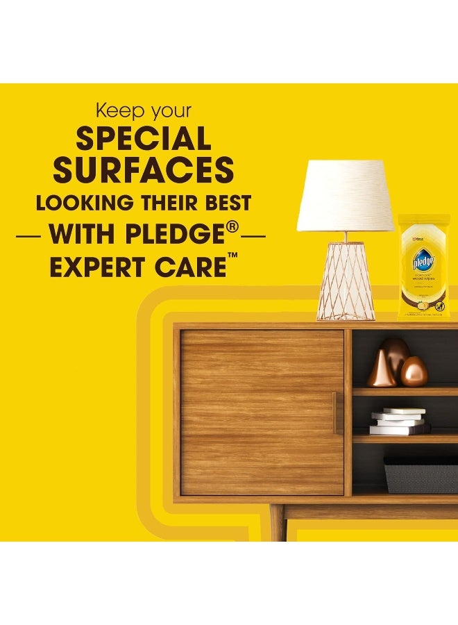 Pledge Multi-Surface Furniture Polish Wipes, Works on Wood, Granite, and Leather, Cleans and Protects, Lemon (24 Total Wipes) - Image 5
