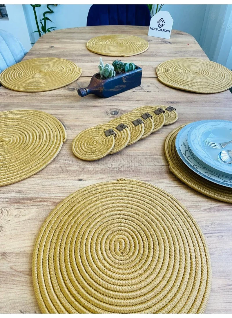 BDZ Deri BDZ Leather Wicker Jute Presentation Plate Mat American Service and Coasters 12 Pieces