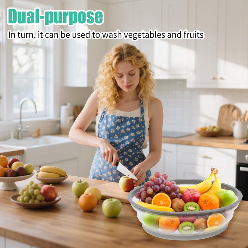 RUNZI Collapsible Microwave Food Cover, Splatter Guard,Vented Microwave Lid for Food, BPA free TPR, Dishwasher safeï¼Œ12inch,Grey - Image 5