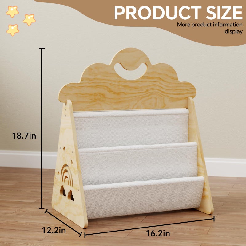 BPMFDTNL Wood Kids Bookshelf, Montessori Bookshelf,Suitable Kids Rooms, Nursery & Classroom, Toddler Book Rack, Nursery Book Shelves, Kids Bookcase, The Perfect Nursery Organizer - Image 2