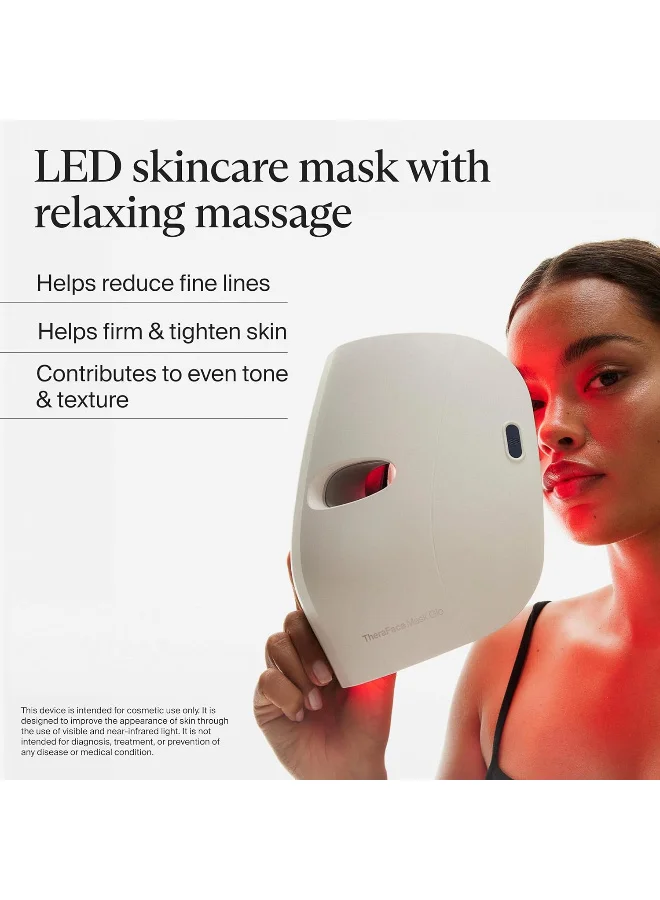 Therabody Therabody Mask Glo, LED Face Mask with Red, Blue, & Infared Light, Vibrating Massage, Cordless Design, Adjustable Straps, and USB-C Charging