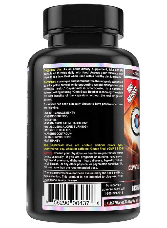 MST Capsimax Supplement 100mg V Capsules, 60 Servings Clinically Dosed Weight Management, Thermogenic, Appetite Control, Calorie Burning, Metabolic Health, Stimulant Free. BSCG Certified - Image 3