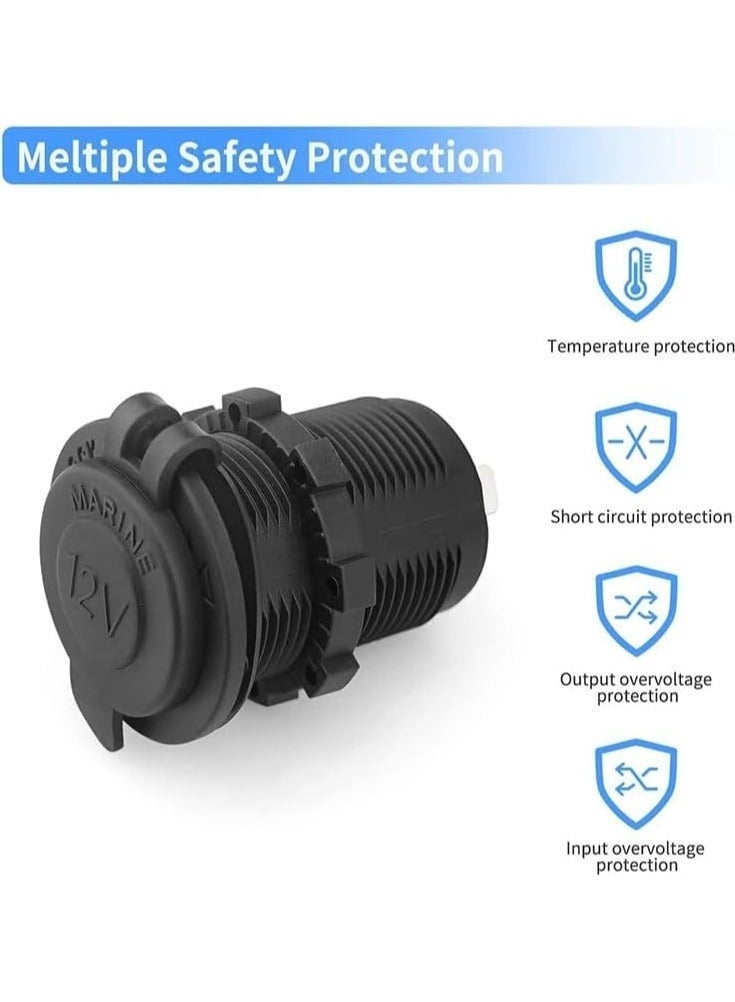 SOLDOUT 12V Waterproof Cigarette Lighter Car Marine Motorcycle ATV RV Power Outlet Socket - Image 2