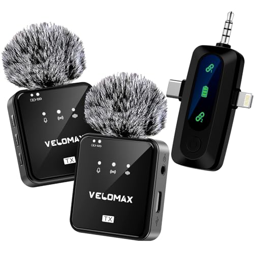 VELOMAX Wireless Mic for YouTube, Smartphone & Camera, 164FT Range, 3-in-1 Noise-Cancelling Wireless Microphone for Vlogging, Interviews & Video Recording - Image 1