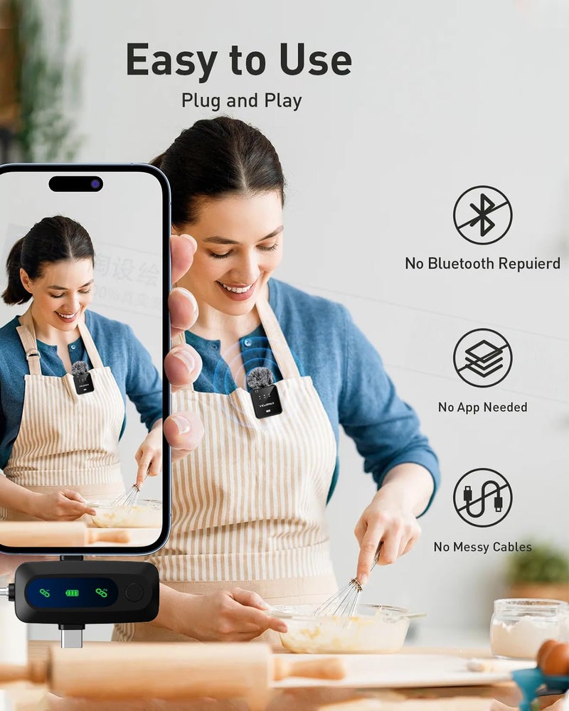 VELOMAX Wireless Mic for YouTube, Smartphone & Camera, 164FT Range, 3-in-1 Noise-Cancelling Wireless Microphone for Vlogging, Interviews & Video Recording - Image 4