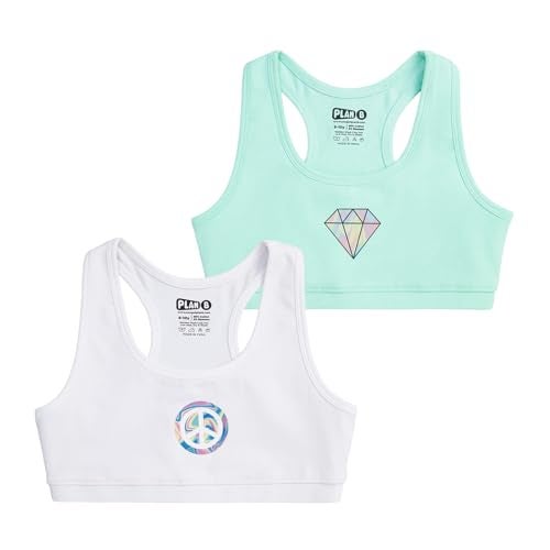 YouGotPlanB Cotton Sports Bra | Ages 8-16 Years | Racerback Style | Non-Padded, Double-Layered for Coverage Mint, White - Image 2