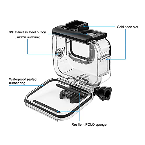SOONSUN Waterproof Case for GoPro Hero 13 12 11 10 9 Black,196FT/60M Underwater Protective Diving Housing with Accessories, Built-in Dual Cold Shoe Mount to Connect Video Light and Microphone - Image 2