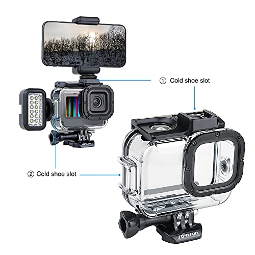 SOONSUN Waterproof Case for GoPro Hero 13 12 11 10 9 Black,196FT/60M Underwater Protective Diving Housing with Accessories, Built-in Dual Cold Shoe Mount to Connect Video Light and Microphone - Image 3