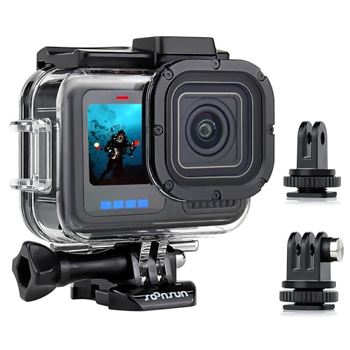 SOONSUN Waterproof Case for GoPro Hero 13 12 11 10 9 Black,196FT/60M Underwater Protective Diving Housing with Accessories, Built-in Dual Cold Shoe Mount to Connect Video Light and Microphone - Image 1