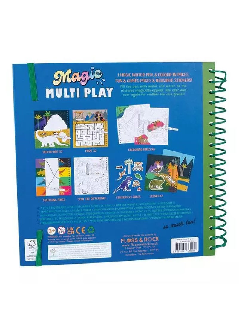 Floss & Rock - Floss & Rock Dino Magic Multiplay – 4-in-1 Dinosaur-Themed Travel Game Set for Kids, Includes Magnetic Games, Coloring, Tracing & Activities - Image 1