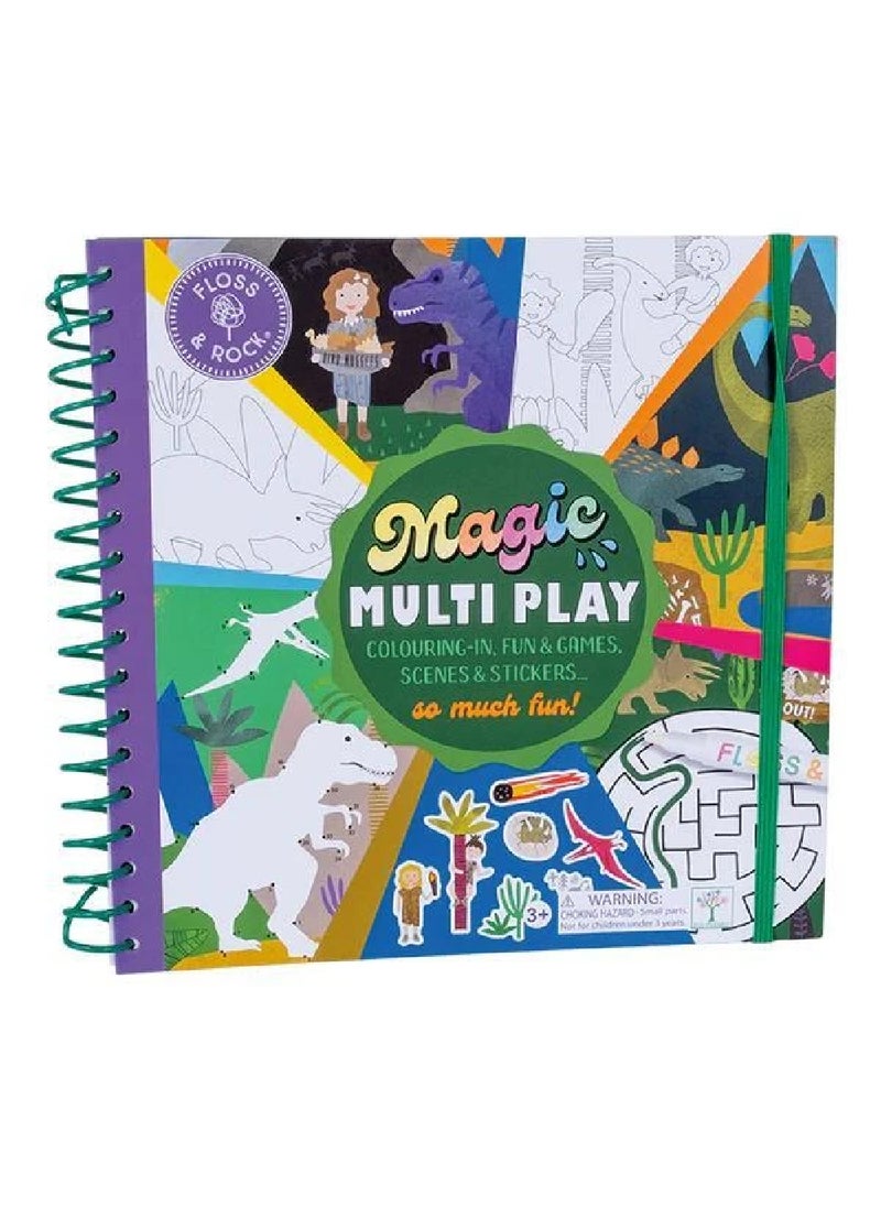 Floss & Rock - Floss & Rock Dino Magic Multiplay – 4-in-1 Dinosaur-Themed Travel Game Set for Kids, Includes Magnetic Games, Coloring, Tracing & Activities - Image 1