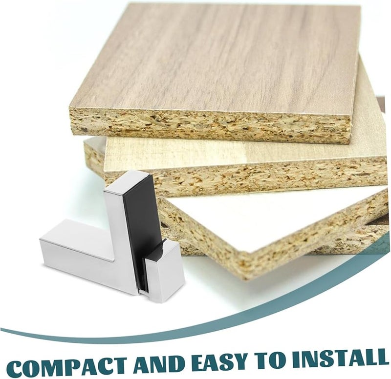 Silver Flexible Glass Shelf Brackets 2 Pack Easy Wall Mount Stable Support for Home - Image 4