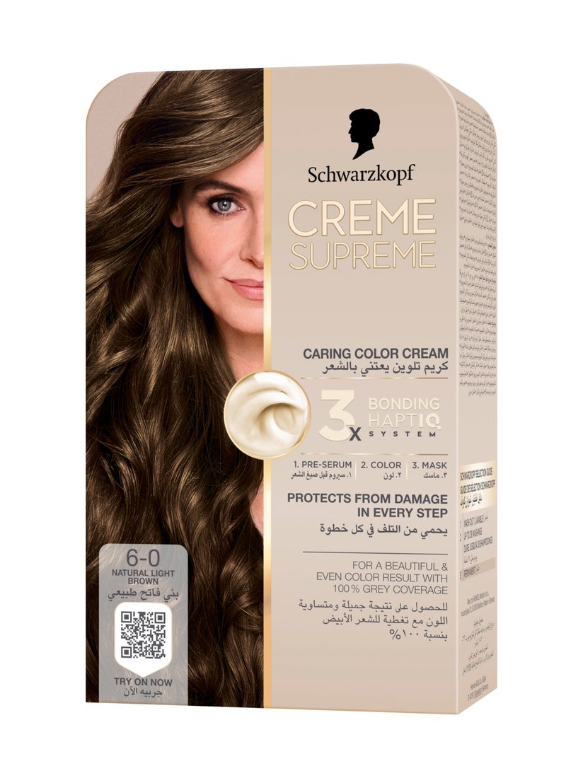 Creme_Supreme Full Kit Permanent Hair Coloration 6-0 Natural Light Brown - Image 1