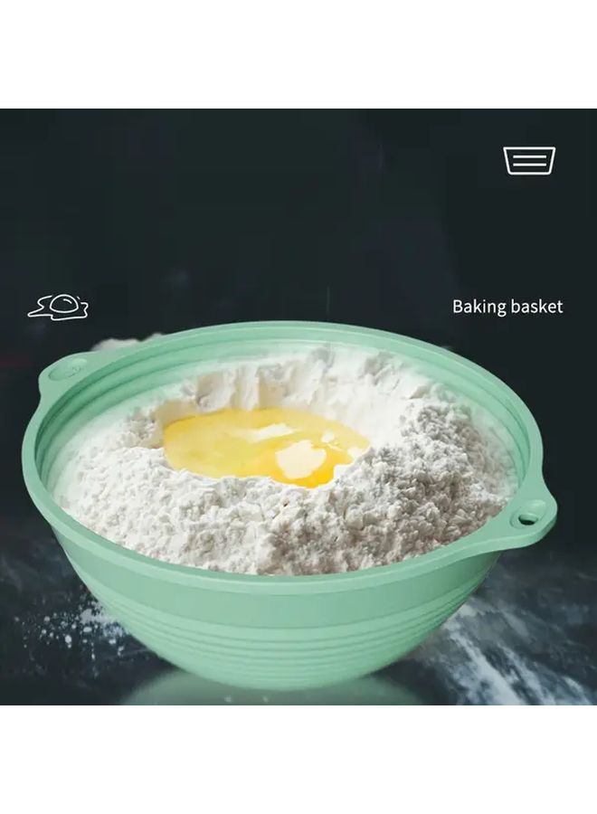 Large Silicone Folding Bread Proofing Basket With Lid Round Green Oven Safe - Image 2