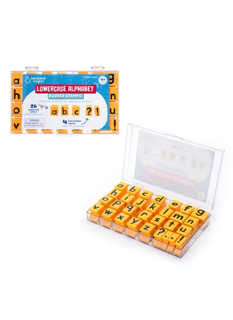 Educational Insights Alphabet Rubber Stamps - Lowercase 5/8", Ages 4 and Up, (30 Pieces - 26 Letters and 4 Punctuation Marks)