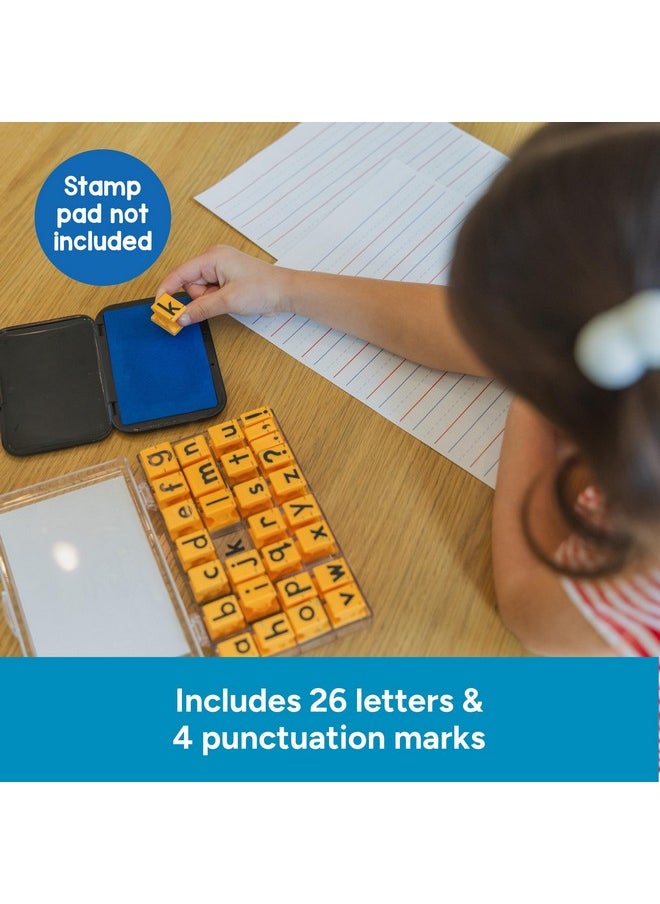 Educational Insights Alphabet Rubber Stamps - Lowercase 5/8", Ages 4 and Up, (30 Pieces - 26 Letters and 4 Punctuation Marks)