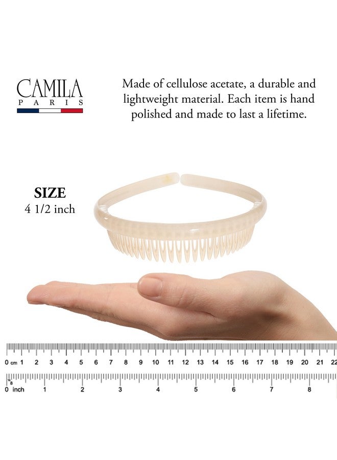 CAMILA Paris Cp3646 French Headband For Women Beige Strong Hold Grip Women'S Hair Band Very Flexible No Slip And Durable Styling Girls Hair Accessories Made In France - Image 3