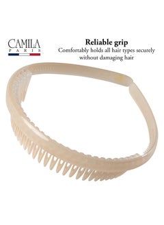CAMILA Paris Cp3646 French Headband For Women Beige Strong Hold Grip Women'S Hair Band Very Flexible No Slip And Durable Styling Girls Hair Accessories Made In France  - Image 2