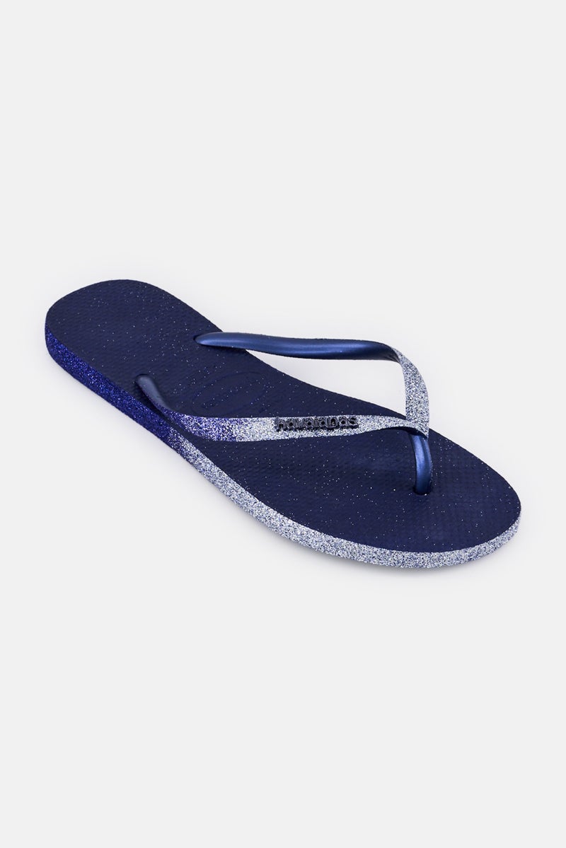 Havaianas Women Slim Sparkle Slip On Slippers, Navy - Image 1