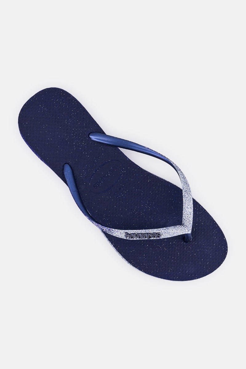 Havaianas Women Slim Sparkle Slip On Slippers, Navy - Image 4
