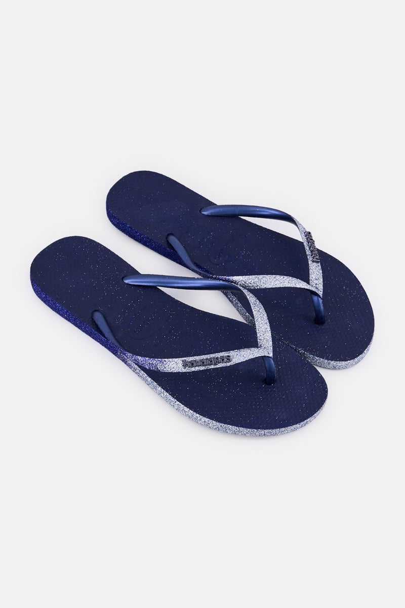 Havaianas Women Slim Sparkle Slip On Slippers, Navy - Image 2