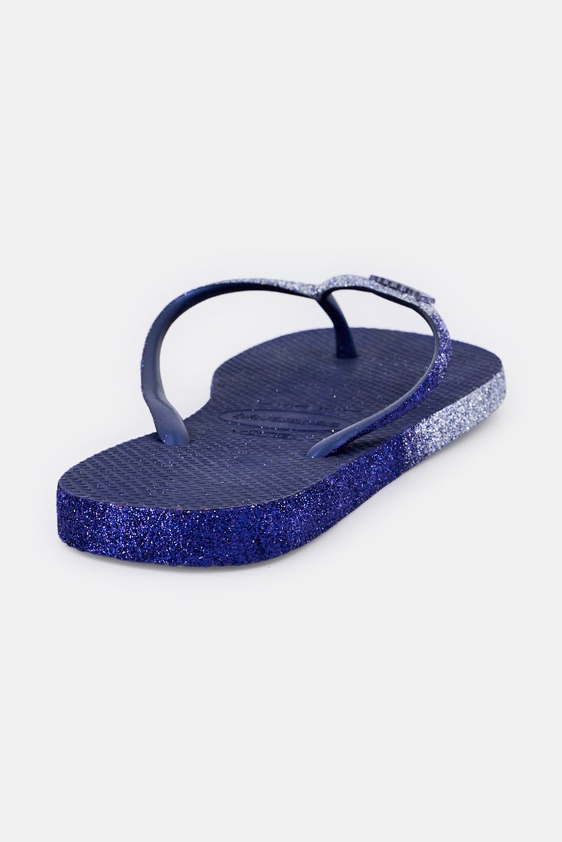 Havaianas Women Slim Sparkle Slip On Slippers, Navy - Image 3