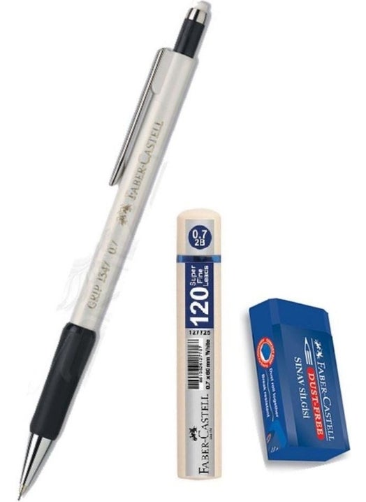 Grip 1347 Tip Pen Silver Gray 0.7 mm + Nib + Exam Eraser