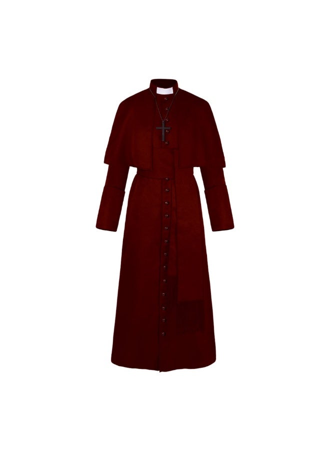 NIBEMINENT Solid-color priest cosplay costume Halloween priest medieval retro costume - Image 1