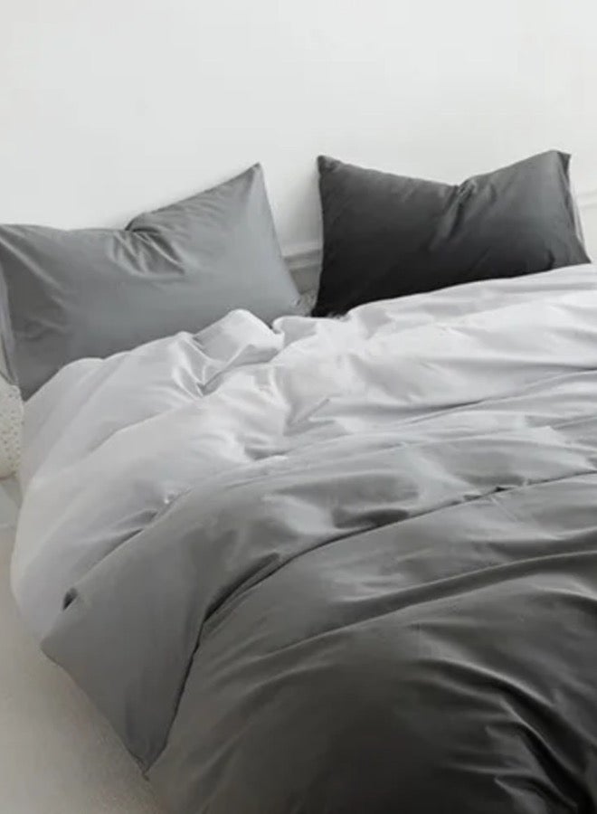 LUNA Home Single Size 4 Piece Duvet Cover Set, Ombré Dark Grey Bedding set. - Image 5