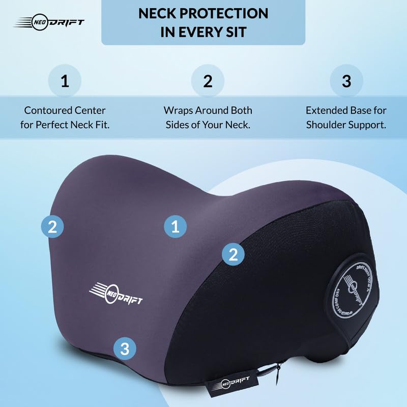 Neodrift ‘NeckFlow Pro’ - Neck Rest Cushion Orthopedic Velvet Memory Foam Pillow for Neck, Head, Shoulder Support - Pain Relief for Car, 1 Pc (Colour-Random) - Image 3